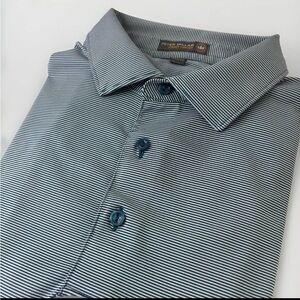Peter Millar Summer Comfort Golf Polo‎ Shirt Mens Large- Blue Gray Stripe